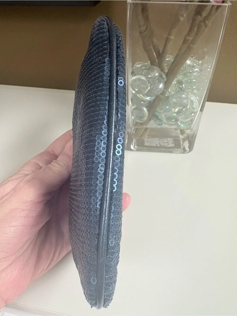 Coach Blue Sequin Wristlet Wallet Leather Strap Limited Edition - EUC